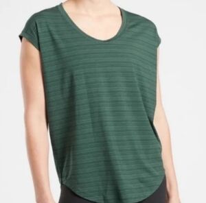 ATHLETA size Small cloudlight Stratus Tee Shirt Womens Green Striped Athleisure